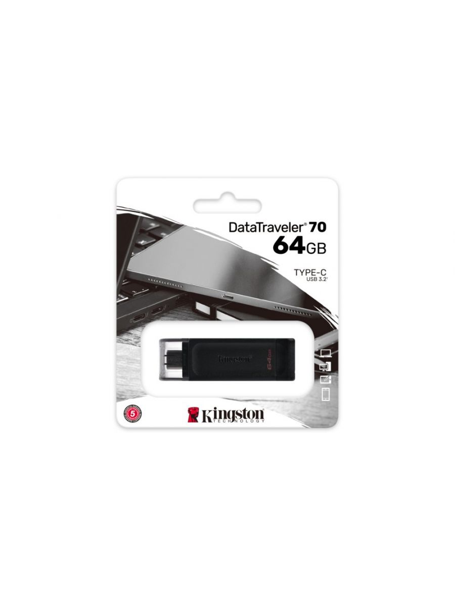 Kingston Technology DataTraveler 70 USB flash drive 64 GB USB Type-C 3.2 Gen 1 (3.1 Gen 1) Zwart