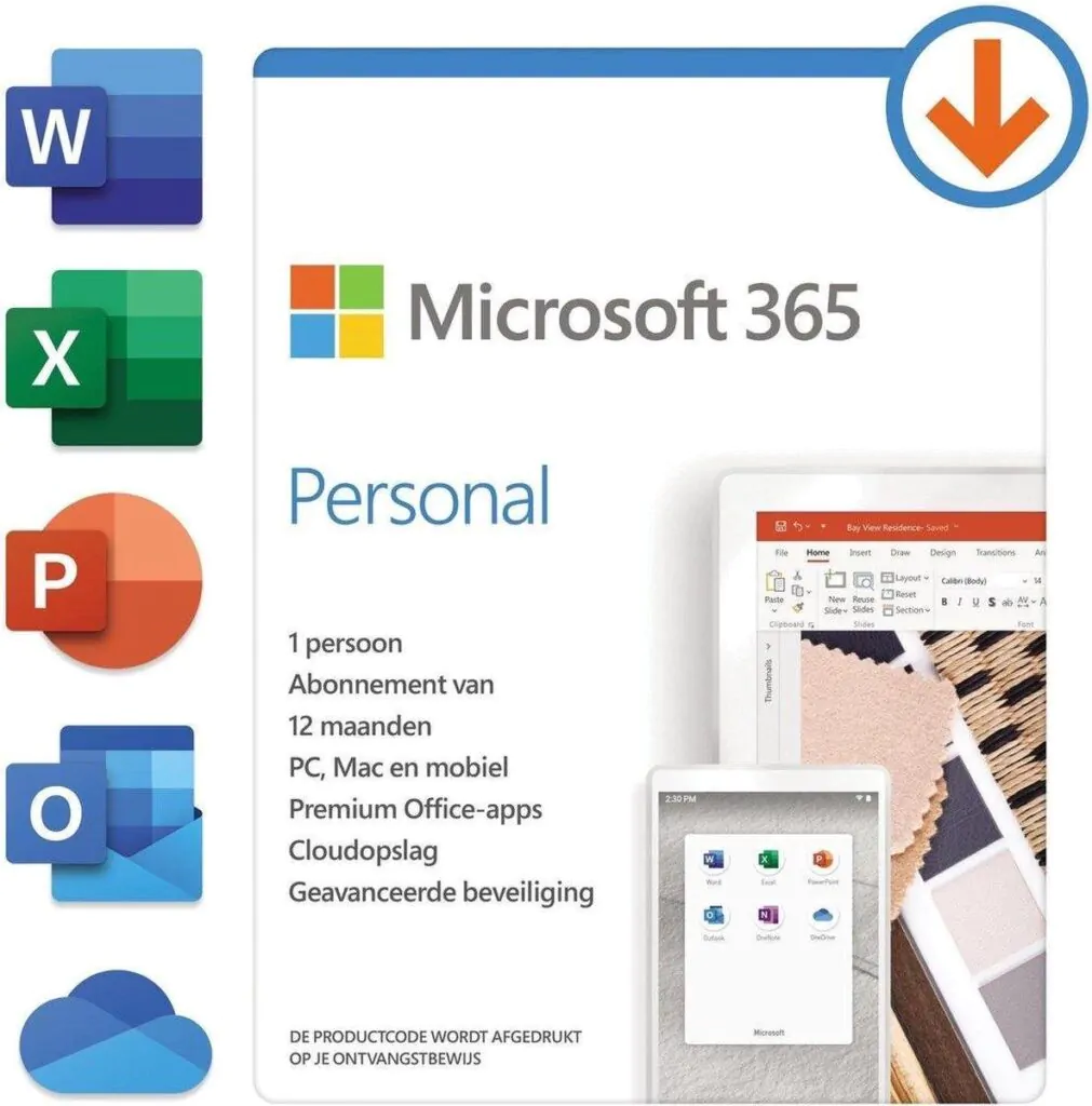 Microsoft 365 Personal | 1 Persoon 1 jaar | Inclusief updates